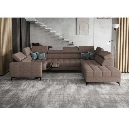 Rohová sedací souprava PORTO MAX I , relax 225X350X193 cm - pravá, odstíny tmavé béžové Rohová sedací souprava PORTO MAX I , relax 225X350X193 cm - pravá, odstíny tmavé béžové
