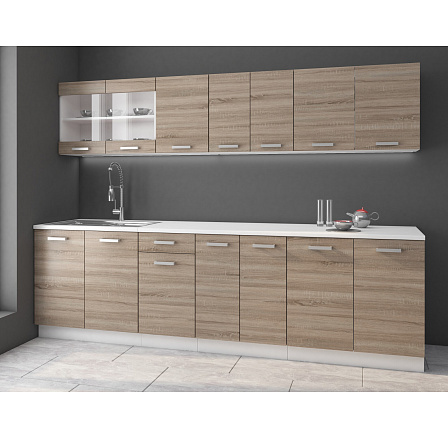 Kuchyňská linka DAVIS "A" - 2,6 m, Bílá/Dub Sonoma Trufla