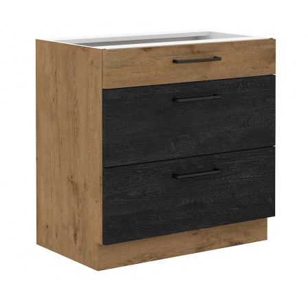 Kuchyňská skříňka Vega 80 D 3S dub lancelot/dark wood