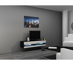 TV komoda VIGO NEW 140, černá / bílý lesk