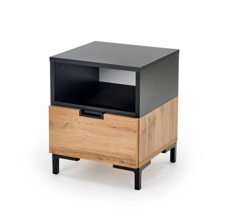 Noční stolek SILVIA, Dub wotan/Černá Noční stolek SILVIA, Dub wotan/Černá