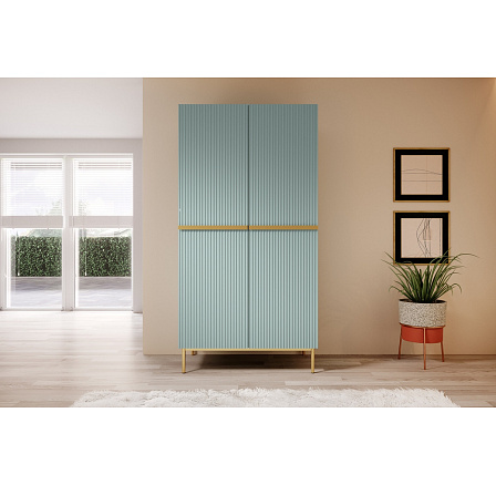 Skříň Nicole 100 cm se 2 skrytými zásuvkami - šalvěj MDF / zlaté nožky Skříň Nicole 100 cm se 2 skrytými zásuvkami - šalvěj MDF / zlaté nožky