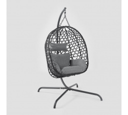 Houpačka NIDO černá s šedým polštářem 104x106x184 cm 743580