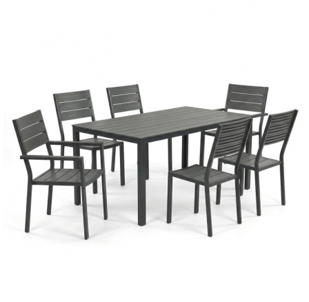 Zahradní sestava 156x78x74cm, polywood, šedá, AZS-B1656 GREY