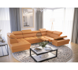 Rohová sedací souprava GALAXY MAX II , relax s funkcí spaní 215x350x170 přírodní kůže - pravá, přírodní kůže - volitelná barva