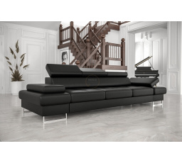 Sofa GALAXY III 300 cm přírodní kůže - černá kůže