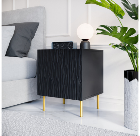 Noční stolek JUNGLE, černá matná/černá matná 2ks Noční stolek JUNGLE, černá matná/černá matná 2ks