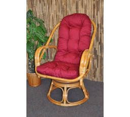 Ratanové křeslo Havai medové polstr vínový