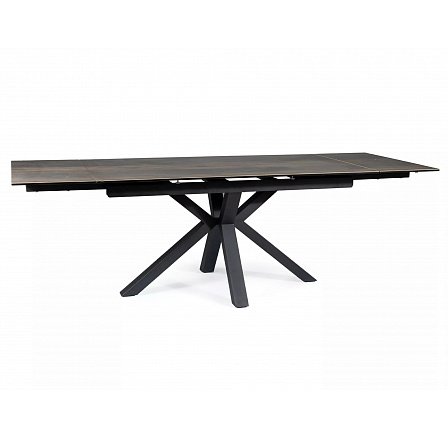 Jídelní stůl COLUMBUS CERAMIC, Efekt dřeva, Hnědá/Černý mat