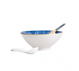 Sada ramen SALADO modrá s hnědým ratanem 21 cm 727009