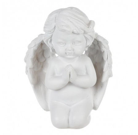Anděl klečící - figurka z polyresinu, barva bílá