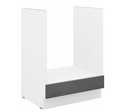 Dolní skříňka SOLA - 60 D GAZ BB, Bílá/Šedý Lesk