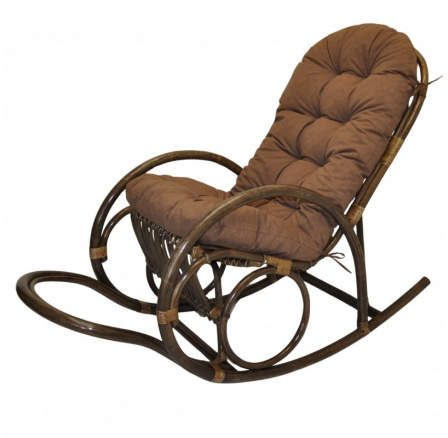 Ratanové houpací křeslo Jenaira hnědé polstr hnědý melír