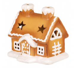 Domeček perníkový - velký, keramika, na čaj. svíčku, hnědý