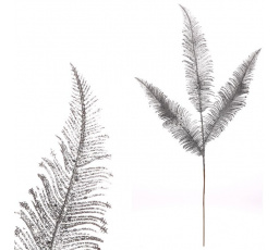 Kapradí - umělá větev, stříbrná se třpytkami