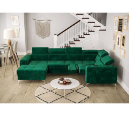 Rohová sedací souprava ORION MAX III , relax s funkcí spaní 165x320x190 cm - zelená , pravá