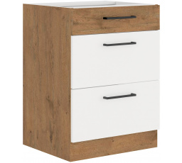 Dolní skřínka VIGO - 60 D 3S BB, Dub Lancelot / Bílý lesk