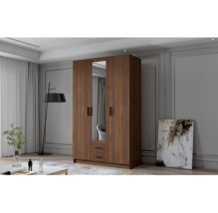 Skříň Arya II 120 - ořech/černé úchytky