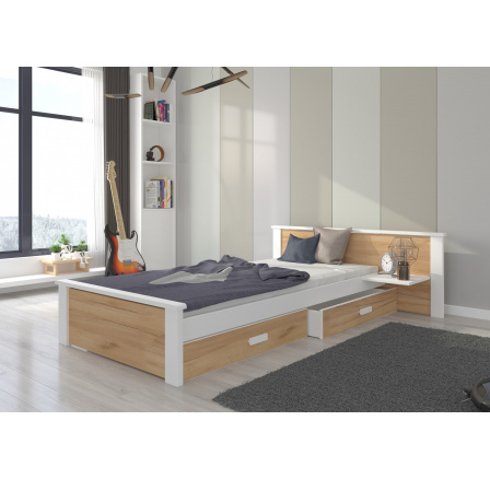 Postel ALDEX SHELF 180x80 Bílá+Dub Zlatý