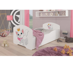 Postel dětská PEPE CAT 160X80 Bílá s matrací a zásuvkou