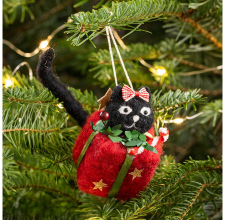 Přívěsek PETTIES plstěná černá kočka jako dárek 14 cm 705786