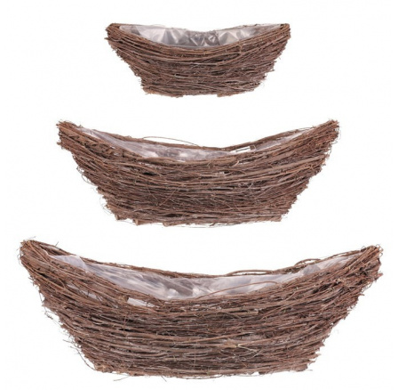 Obal proutěný - tvar loďka, přírodní, cena za sadu 3 ks