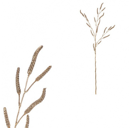 Bříza - umělá větev s jehnědami, barva zlatá