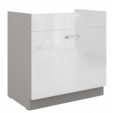 Dolní skřínka BIANCA - 80 ZL 1S BB, Šedá / Bílý lesk