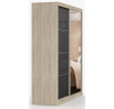 Šatní skříň MULTI 31 - 183 cm, Dub Sonoma/Černý Lesk