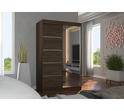 Šatní skříň s posuvnými dveřmi a zrcadlem NICEA 120 Choco+Choco