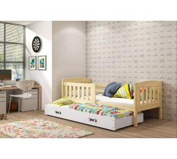 Dětská postel KUBUS s přistýlkou 90x200 cm, bez matrací, Přírodní/Bílá