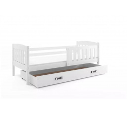 Dětská postel KUBUS 80x160 cm se šuplíkem, s matrací, Bílá/Bílá