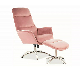 Křeslo s taburetem NIXON Velvet, starorůžový Bluvel 52
