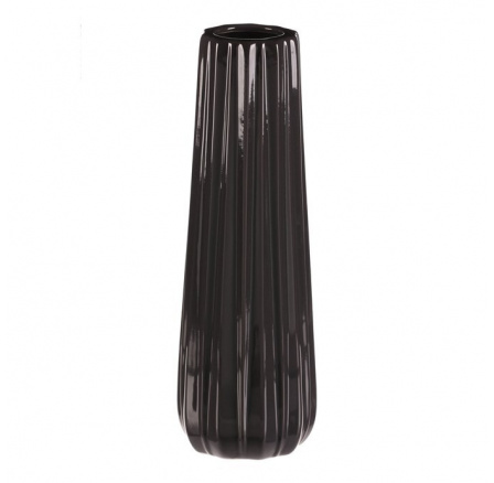 Váza keramická - glazovaná, šedá antracitová