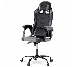 Herní křeslo, houpací mechanismus, šedá ekokůže, KA-L626 GREY