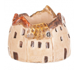 Domeček keramický - tvar městečka, na čajovou svíčku