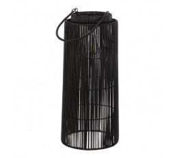 Lucerna z polyratanu - sloupcová, LED osvětl., vel. M, šedo-černá