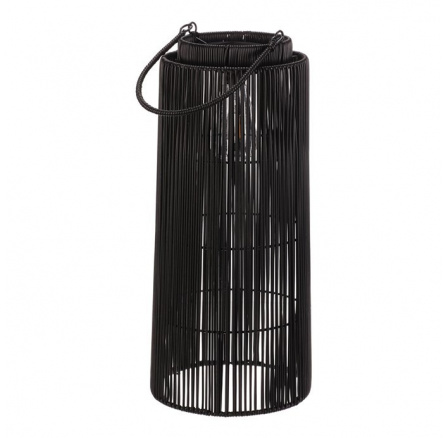 Lucerna z polyratanu - sloupcová, LED osvětl., vel. M, šedo-černá