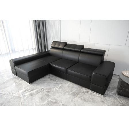 Rohová sedací souprava ROYAL přírodní kůže 295x185 - černá kůže , levá Rohová sedací souprava ROYAL přírodní kůže 295x185 - černá kůže , levá