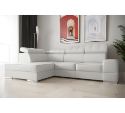 Rohová sedací souprava ROYAL I 260×185 přírodní kůže - bílá kůže , levá