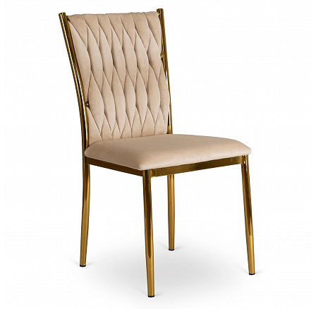 Židle DAN Krémová Pletená Sametová