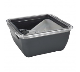 Lunch box rozdělený s vidličkou 2,6l šedý