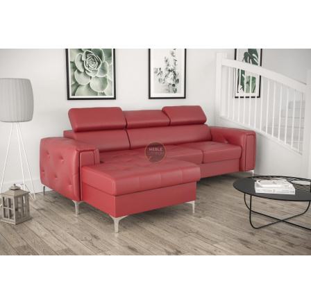 Rohová sedací souprava ORION MINI s funkcí spaní 255x165 cm přírodní kůže - červená kůže, levá Rohová sedací souprava ORION MINI s funkcí spaní 255x165 cm přírodní kůže - červená kůže, levá