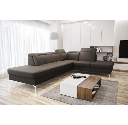 Rohová sedací souprava OSLO 295x220 přírodní kůže - pravá, hnědá kůže Rohová sedací souprava OSLO 295x220 přírodní kůže - pravá, hnědá kůže