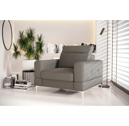 Křeslo MALIBU 104 cm přírodní kůže - Šedá kůže