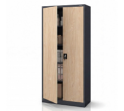 Kancelářská skříň na dokumenty kovová antracitová / dub sonoma: Eco Design JANA H 900 x 1950 x 400 mm