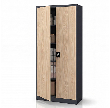 Kancelářská skříň na dokumenty kovová antracitová / dub sonoma: Eco Design JANA H 900 x 1950 x 400 mm Kancelářská skříň na dokumenty kovová antracitová / dub sonoma: Eco Design JANA H 900 x 1950 x 400 mm