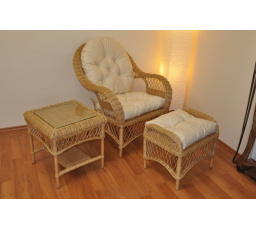 Ratanová sedací souprava Florida pohoda medová - polstry béžový melír