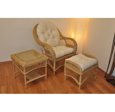 Ratanová sedací souprava Florida pohoda medová - polstry béžový melír Ratanová sedací souprava Florida pohoda medová - polstry béžový melír