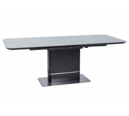 Jídelní stůl PALLAS CERAMIC, šedý efekt mramoru/černý mat - 160(210)x90